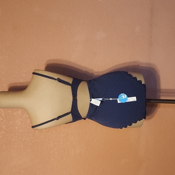 NEW! Blue one piece swimsuit! Beach pool vacation travel resortwear size large. - Picture 7 of 8